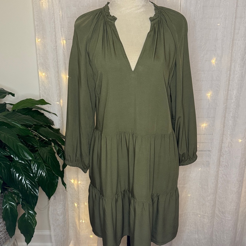 Elegant Olive Long Sleeve Dress